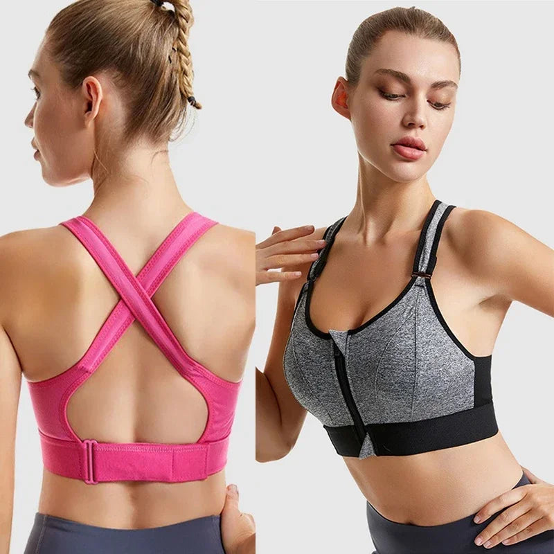 LuxeLoop Zip-Front High Support Sports Bra