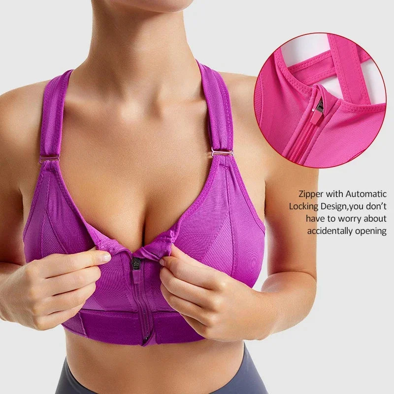 LuxeLoop Zip-Front High Support Sports Bra