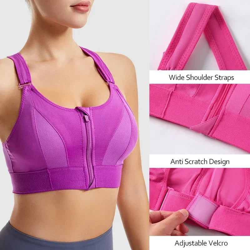 LuxeLoop Zip-Front High Support Sports Bra